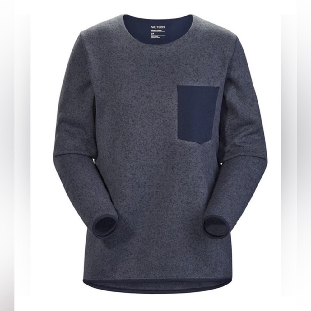 Arc’teryx Covert Sweater Knit Fleece Pullover Womens Small Blue Black Top Shirt - Picture 2 of 3